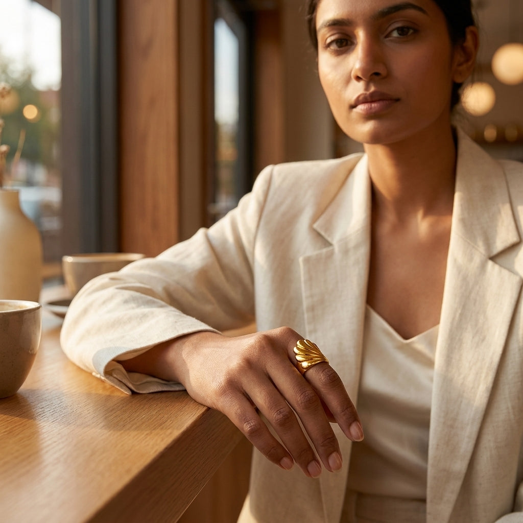 Solara Shell Gold Ring