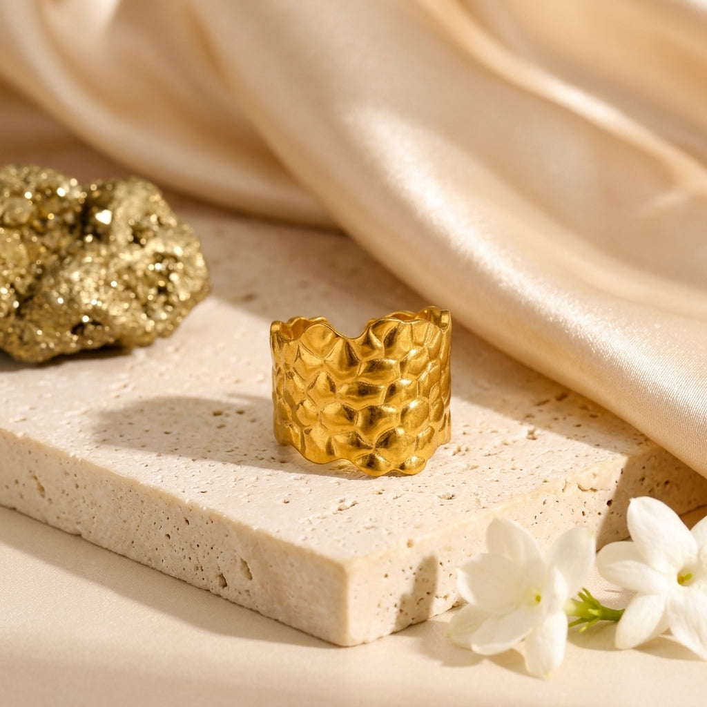 Aurene Textured Gold Ring
