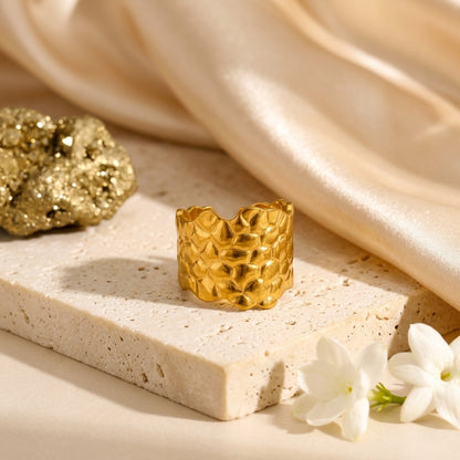 Aurene Textured Gold Ring