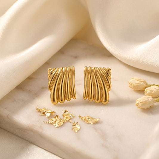 Gold Ripple Luxe Studs
