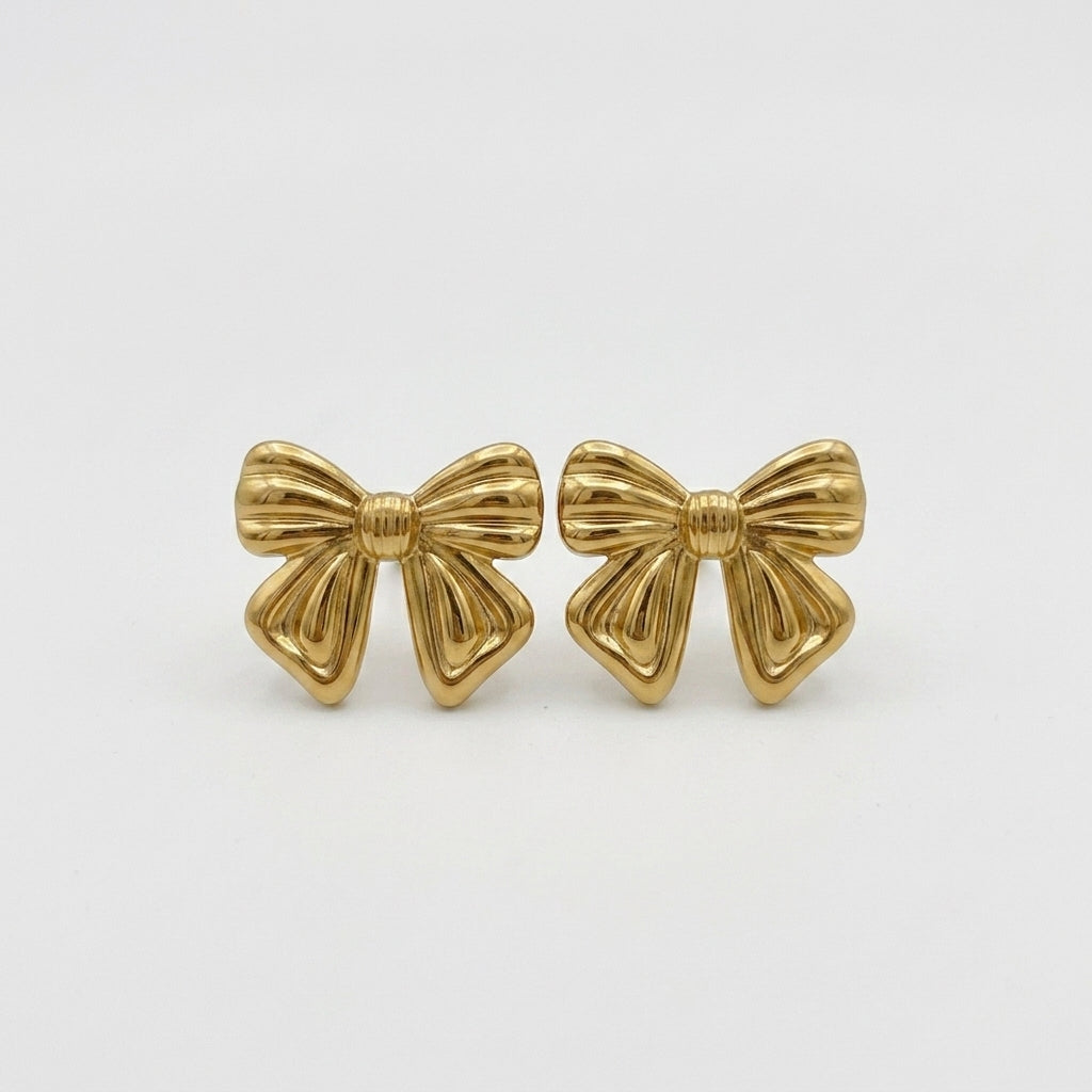 Golden Bow Elise Studs