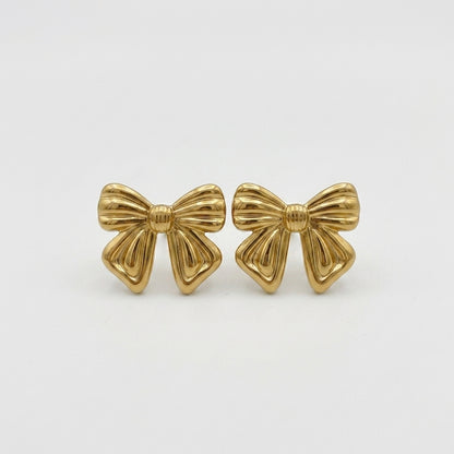 Golden Bow Elise Studs