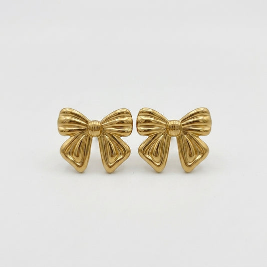 Golden Bow Elise Studs