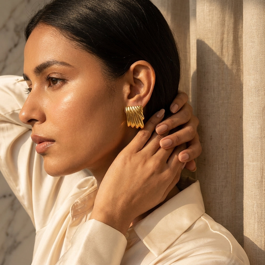 Gold Ripple Luxe Studs