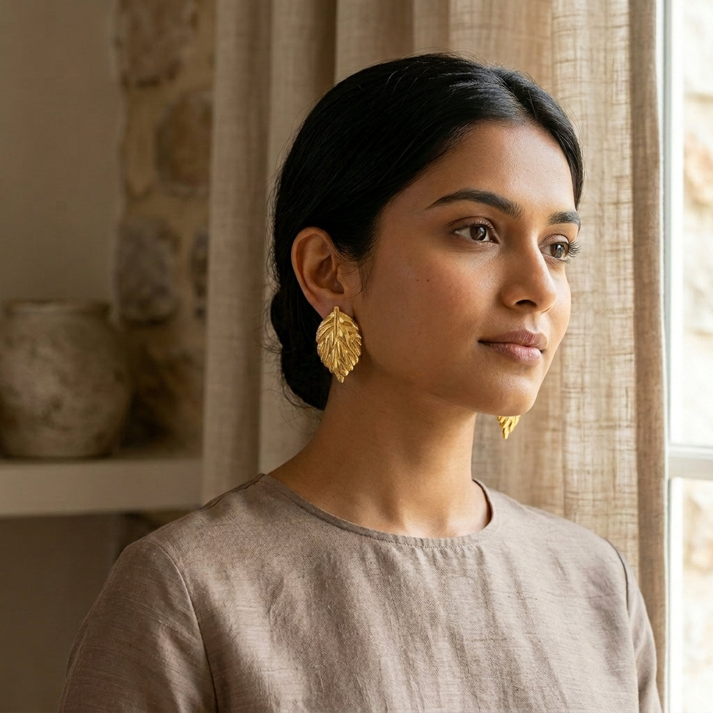 Gold Leaf Aura Studs