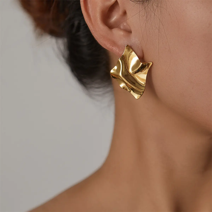 Sculpted Abstract Gold Stud Earrings