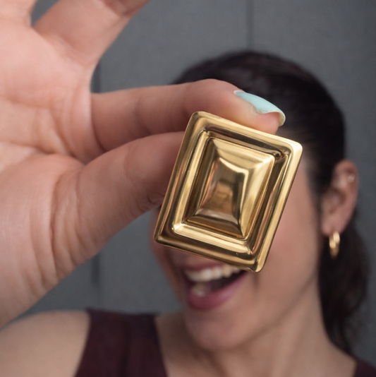 Bold Square Frame Stud Earrings