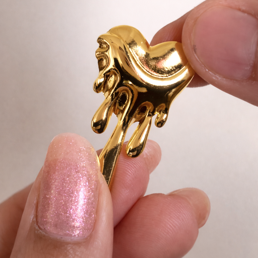 Molten Heart Drop Stud Earrings