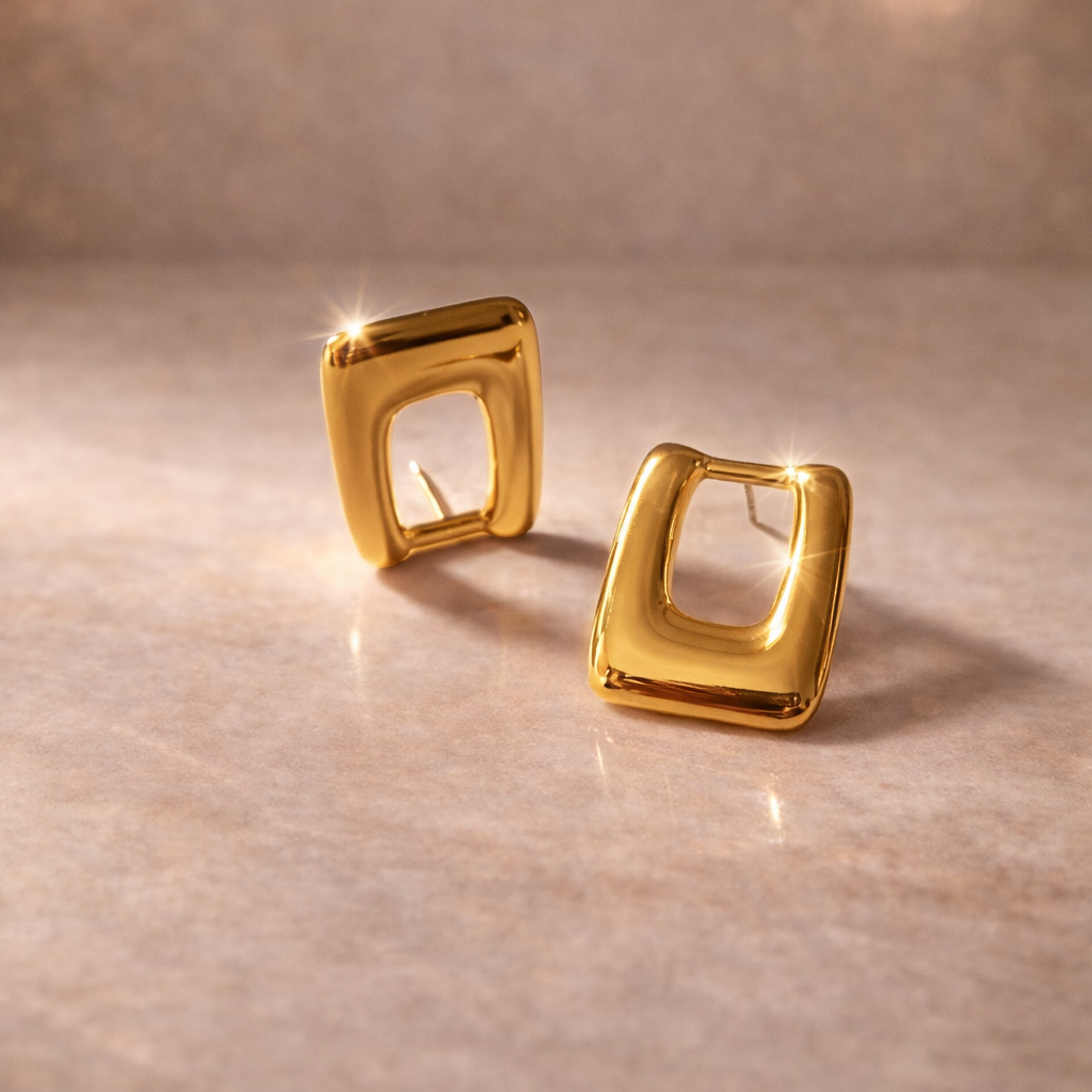 AuroCube Modern Square Stud Earrings