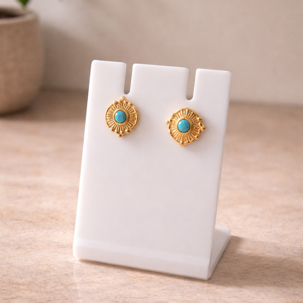 SunAura Turquoise Medallion Earrings