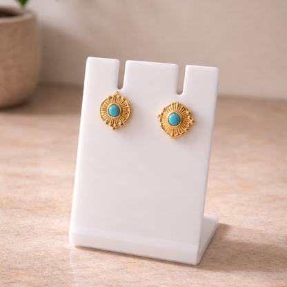SunAura Turquoise Medallion Earrings