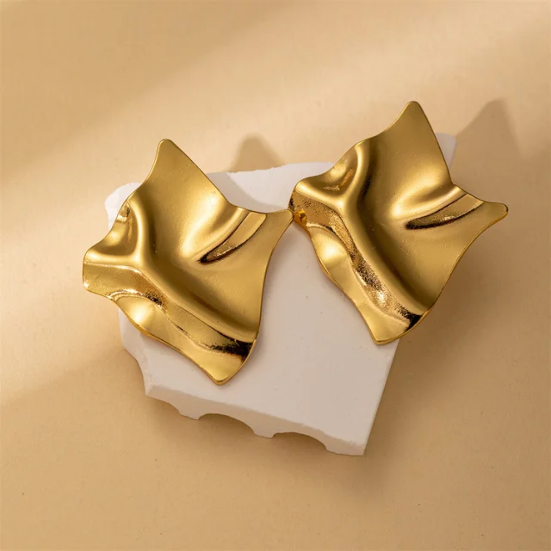 Sculpted Abstract Gold Stud Earrings