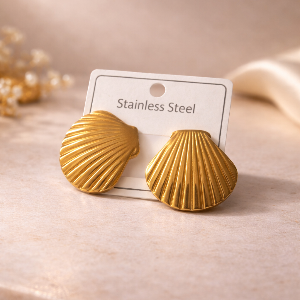Golden Sea Shell Studs