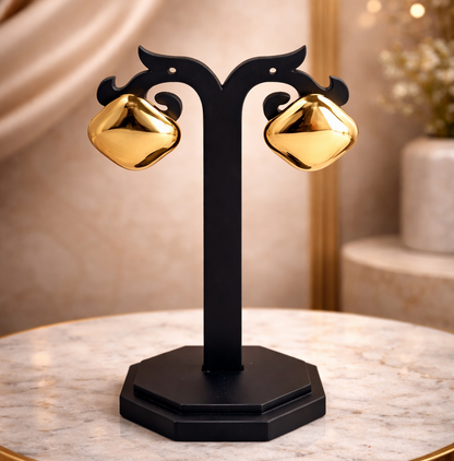 Luxe Cushion Gold Stud Earrings