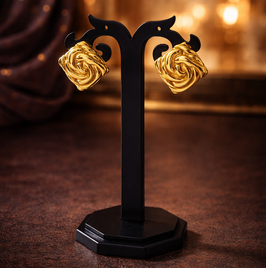 Golden Swirl Mosaic Studs