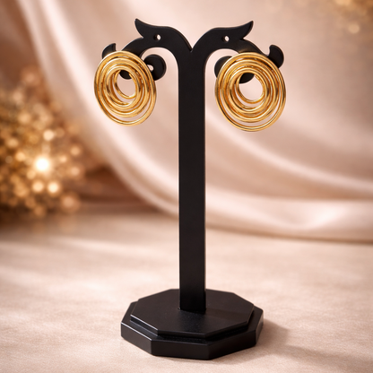 Layered Spiral Gold Stud Earrings