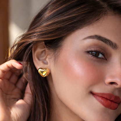 Premium Heart Gold Stud Earrings