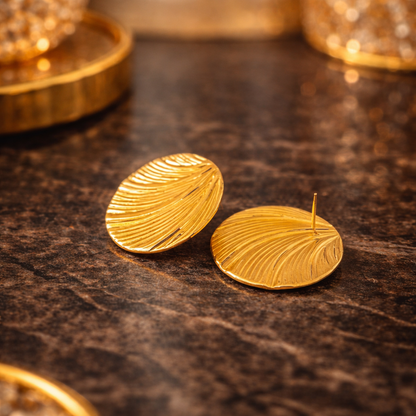 WaveLuxe Textured Round Stud Earrings