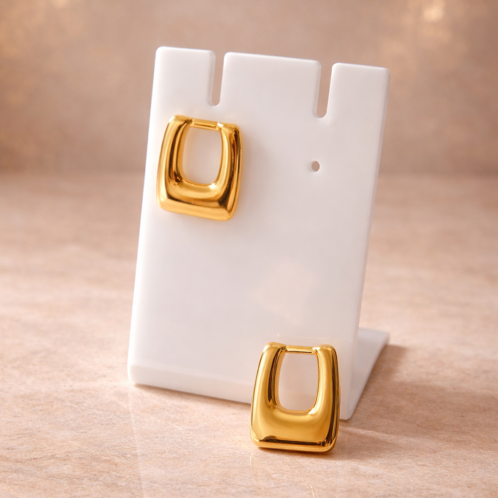 AuroCube Modern Square Stud Earrings