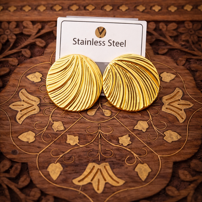 WaveLuxe Textured Round Stud Earrings