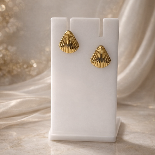 Golden Shell Fluted Stud Earrings