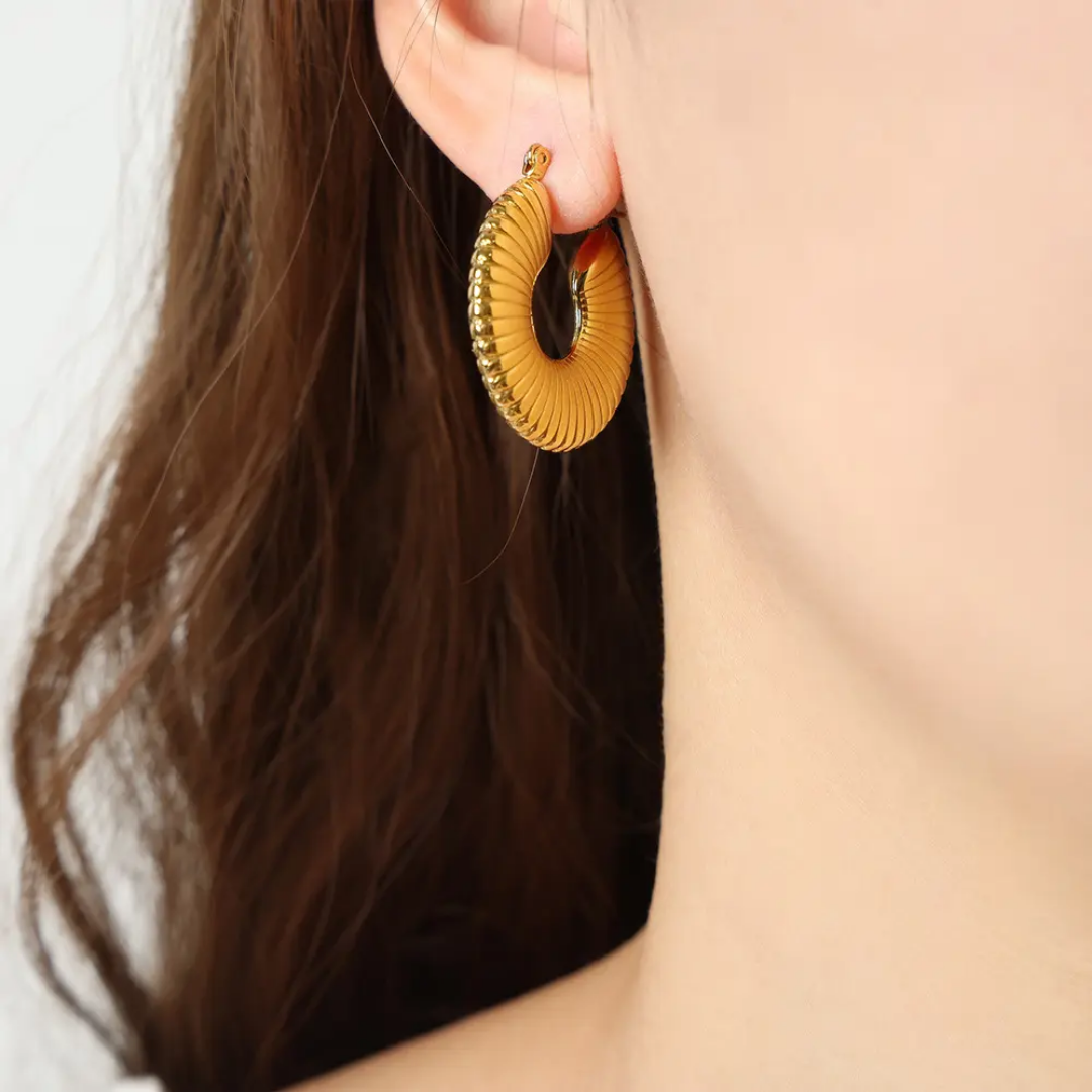 RadiantRidge Textured Hoop Earrings