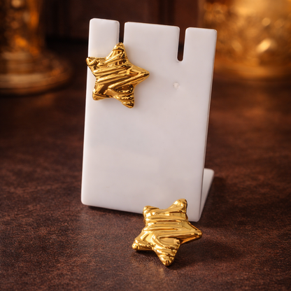 Sculpted Star Gold Stud Earrings