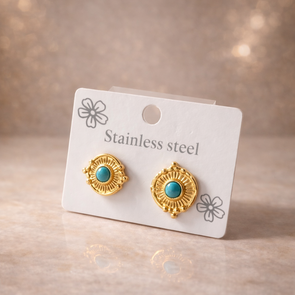 SunAura Turquoise Medallion Earrings