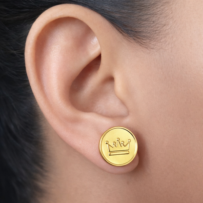 Crown Coin Stud Earrings