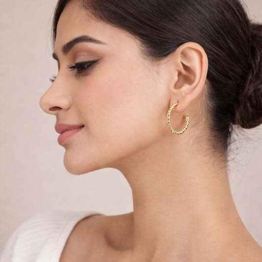 Textured Coil Gold Earrings