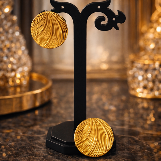 WaveLuxe Textured Round Stud Earrings