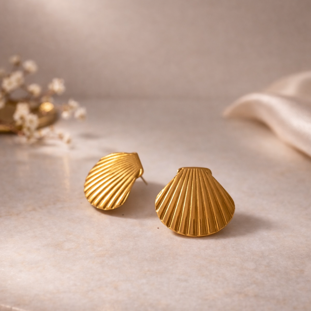 Golden Sea Shell Studs