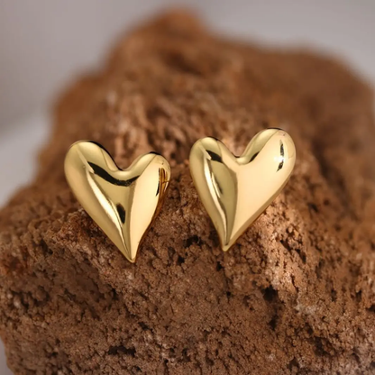 Golden Amor Heart Stud Earrings