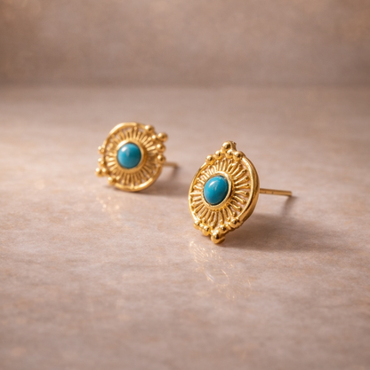 SunAura Turquoise Medallion Earrings