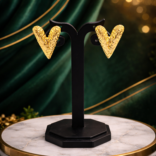 Aurea Ripple Heart Stud Earrings