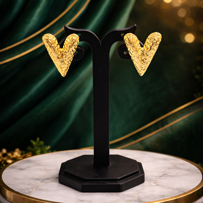 Aurea Ripple Heart Stud Earrings