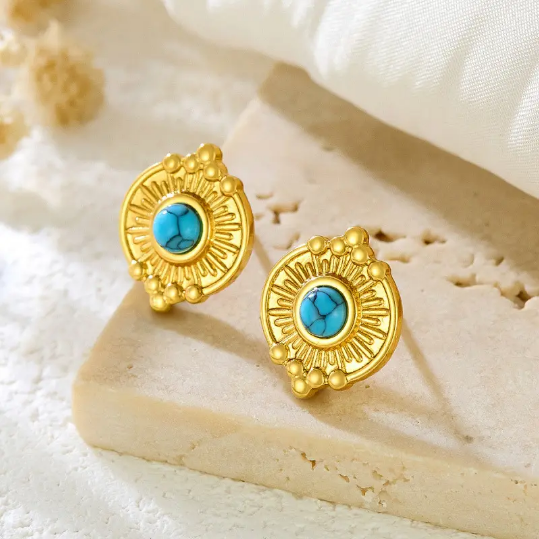 SunAura Turquoise Medallion Earrings