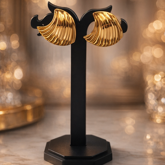 Golden Wave Crest Studs